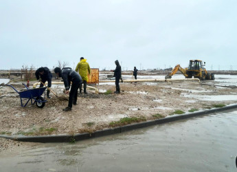 Pirallahı rayonunda  intensiv  yağışın fəsadları aradan qaldırılır