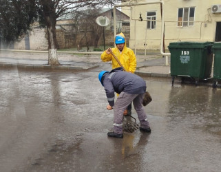 Pirallahı rayonunda  intensiv  yağışın fəsadları aradan qaldırılır