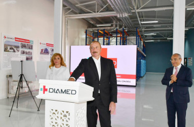 Prezident İlham Əliyev Bakının Pirallahı rayonunda “Diamed” dərman istehsalı zavodunun açılışında iştirak edib